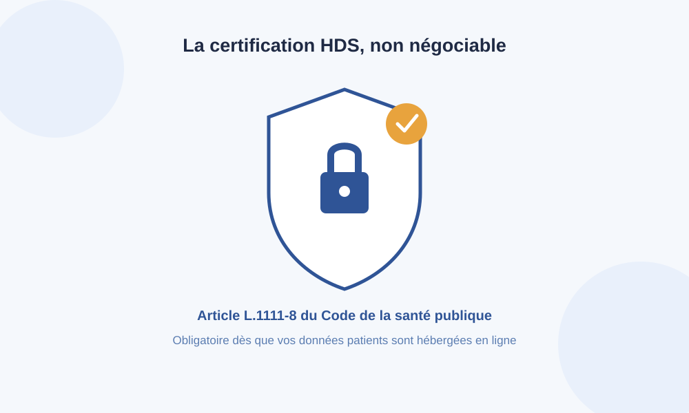 Certification HDS obligatoire pour l'hébergement des données de santé dans un logiciel médical